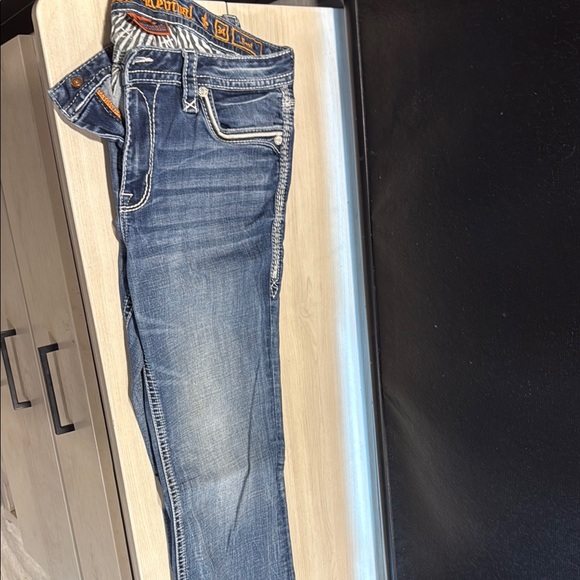 Rock Revival Blue Boot Cut Jeans with Embroidered Back - Picture 4 of 5